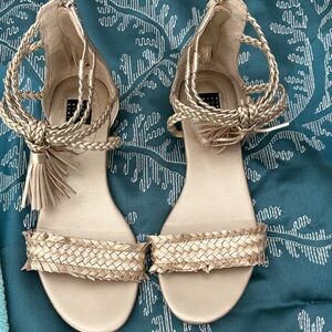 White House Black Market Gold Braided Sandals